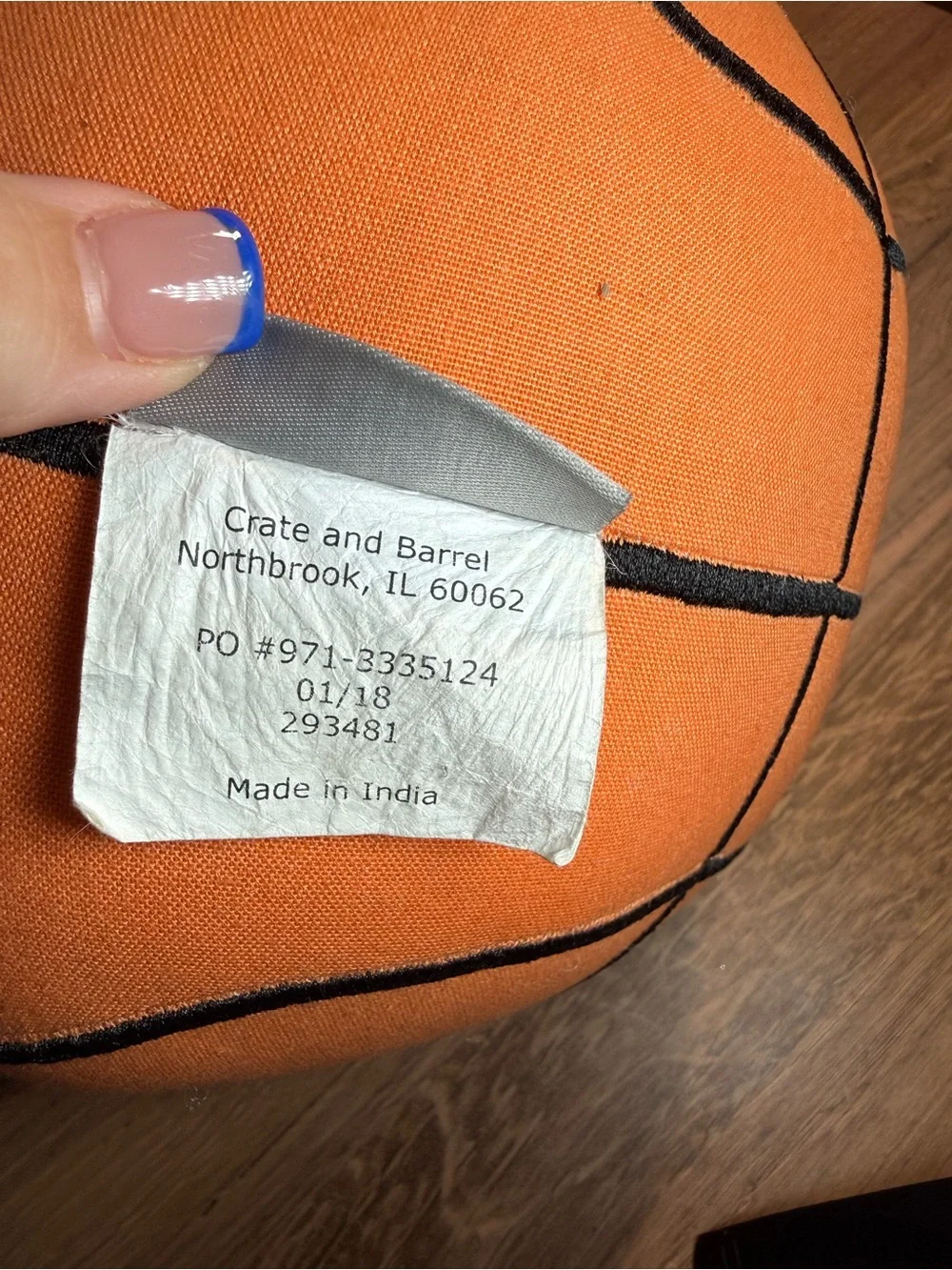 Crate & Barrel Slam Dunk Basketball Throw Pillow Sports Decor 14